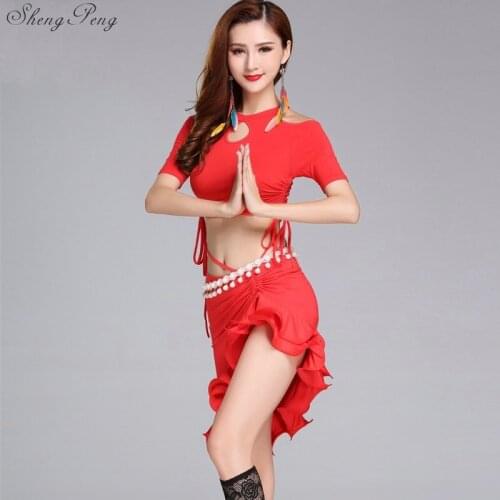 Belly bellydance sexy stage dance wear crop top new Womens belly dance set tribal belly dance ballroom dancing dresses Q350