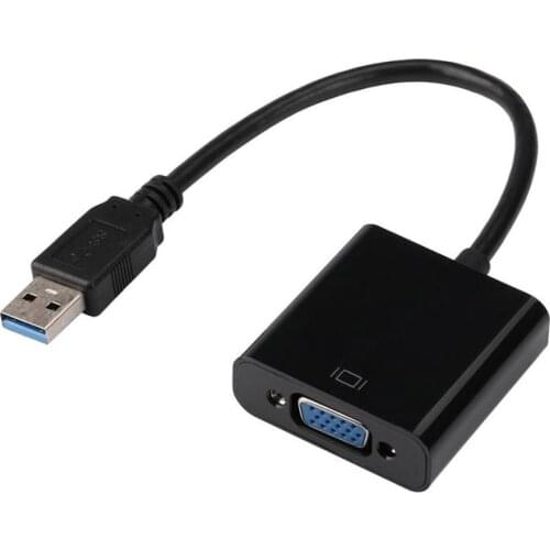 1pc USB 3.0 To VGA Graphic Converter Card Display Cable Adapter 1080P Black