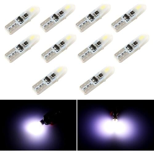 10Pcs 12V T5 Led 2 SMD 3014 LED Instrument Panel Speedometer Dashboard Light Bulbs LED Cold White 12v AC/DC Universal