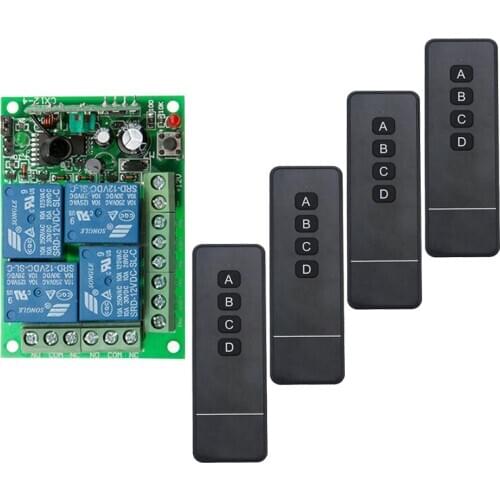 1000M Long Range DC 12V 24V 4 CH Remote Control Light Switch Relay Output Radio Receiver Module +Transmitter Garage Door lamp