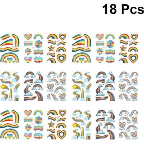 18 Sheets Of Rainbow Tattoo Stickers Beautiful Colorful Tattoo Stickers For Face Body Hand Each Pattern Has 3pcs