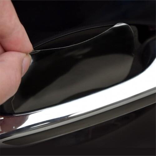 4pcs/set Door Handle Protective Film Sticker for suzuki ltz 400 audi q5 kia sportage citroen xsara seat ibiza 6j peugeot 3008