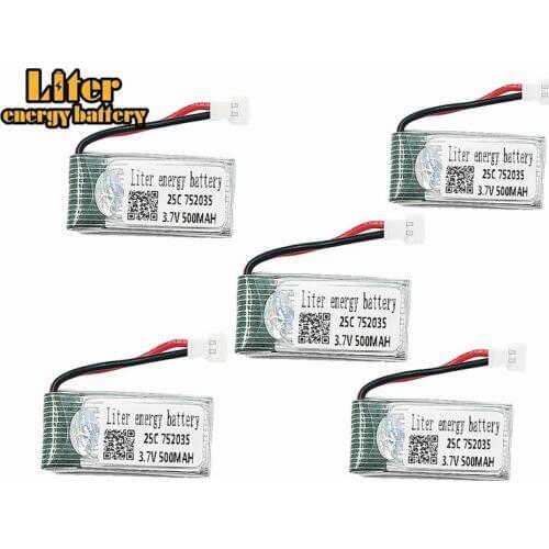 5Pcs UpgradedX4 H107 Ladybird RC Quadcopter 25C 3.7V 500mAh 752035 Lipo Battery 3.7 Lipo For X4 H107