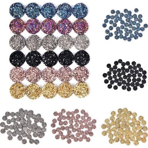50pcs 12mm Mix Colors Cabochon Mix Colors Natural Stone Convex Series Flat Back Resin Cabochons Jewelry Making DIY Accessories