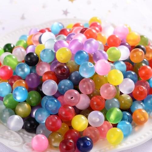 6/8/10mm Resin Beads Multicolor Cat Eye Round Beads Loose Beads for Handmade Making Jewelry Diy Bracelet Necklace Accessories