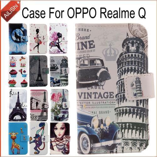 AiLiShi Case For OPPO Realme Q Luxury Flip PU Painted Leather Case OPPO Exclusive 100% Special Phone Cover Skin+Tracking