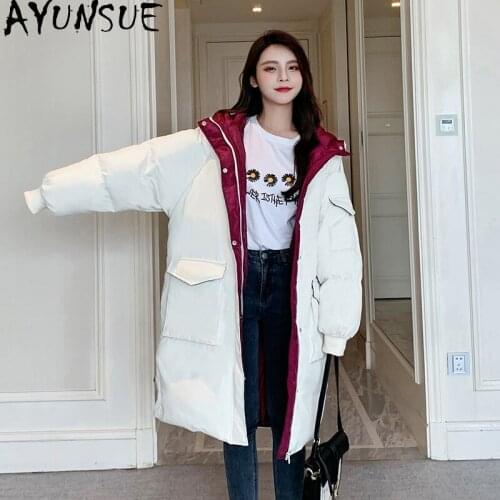 AYUNSUE Winter Jacket Women Coat Hooded Parkas Warm Jackets Woman 2021 Female Midi Long Clothes Casaco Feminino Inverno HLY103
