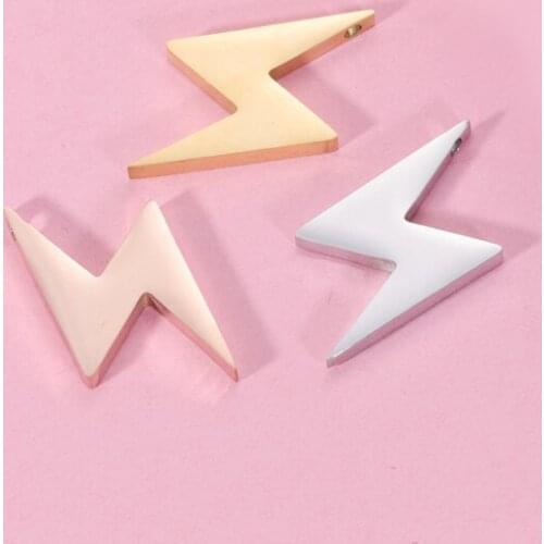 Fnixtar 20Pcs 30mm Lightning Charms Mirror Polish Stainless Steel Charms For DIY Making Necklaces Bracelets Keychain Jewelry