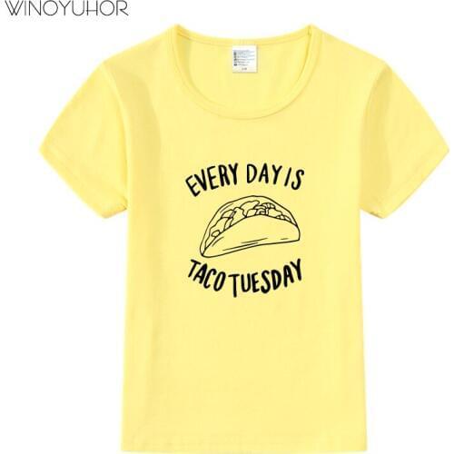 Kids Baby T Shirt Boy Girl Short Sleeve T Shirt Tops Every Day Is Taco Tuesday Print T-shirt Children Summer O-neck Clothes