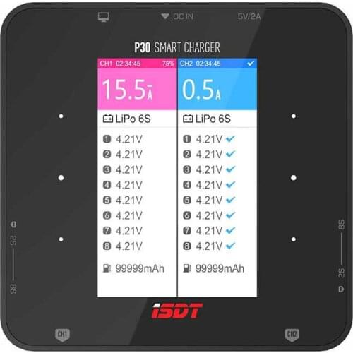 ISDT P30 Dual Balance Charger Signal Channel MAX 1000W 30A For RC Car Airplane Racing Drone Helicopter 2-8S Lipo LiFe Battery