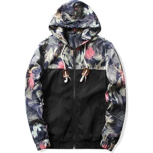 Floral Bomber Jacket Men Hip Hop Slim Fit Flowers Pilot Bomber Jacket Coat Mens Hooded Jackets Plus Size 4XL