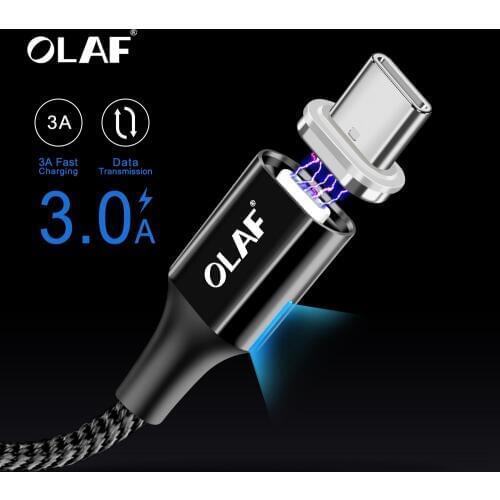 OLAF Magnetic USB Type C Cable for Samsung Galaxy S9 S8 Fast Charging Data Cable for Huawei Mate 20 Pro Xiaomi Mi 8 USB Type-C