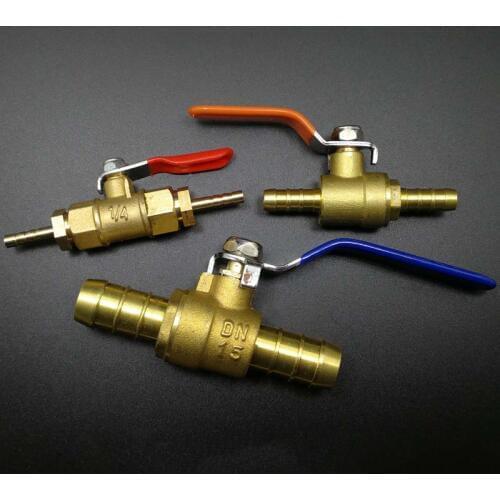 4mm 6mm 8mm 10mm 12mm 14mm 16mm 19mm 25mm Hose Barb Two Way Brass Shut Off Ball Valve For Fuel Gas Water Oil Air