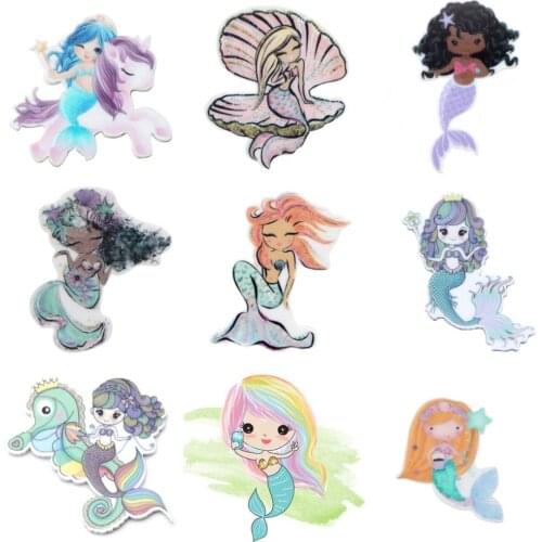 Cute Mermaid Flat Back Planar Resin Princess Cartoon DIY Acrylic Ear Studs Accessories DIY Mobile Phone Case Headband,1Yc17554