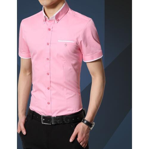 2019 Summer New Mens Shirt Brand Luxury Men Cotton Short Sleeves Dress Shirt Turn-down Collar Cardigan Shirt Men Clothes