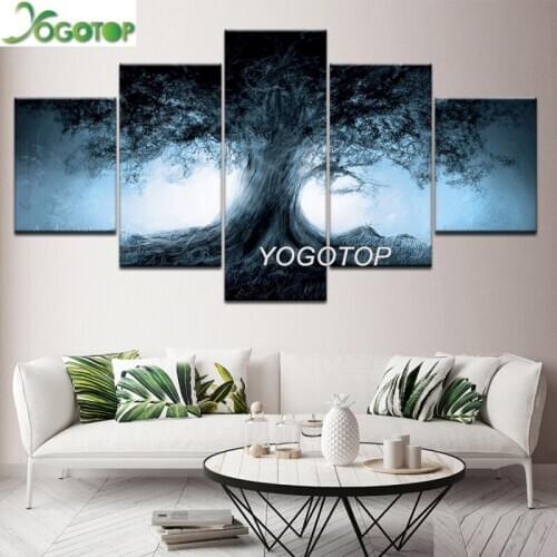 Tree of life 5 Pieces Wall Art diamond embroidery sale full square round diamond painting cross stitch kit mosaic Decor ML943