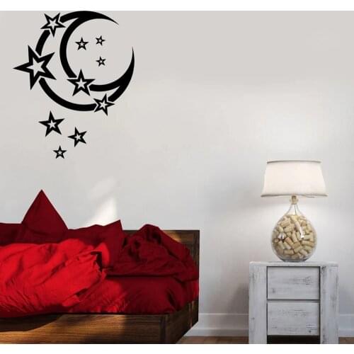 Moon Stars Wall Decal Nursery Children Room Art Wall Decoration Crescent Decor For Bedroom Romantic Vinyl Wall Stickers Z646