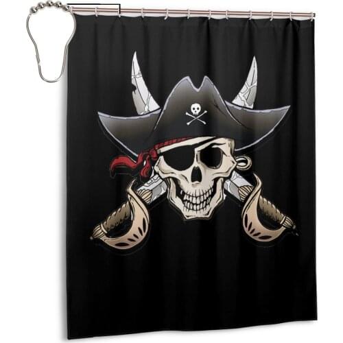 NEW Older Broken Jolly Roger Skull Cross Bones Pirates Curtains Bathroom Curtain Frabic Waterproof Polyester Bathroom Curtain