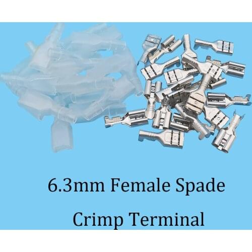 20/50/100 Pairs Crimp Terminal Kit 6.3mm Insulated Female Spade Socket Spring Electrical Wire Connector With Transparent Sleeves