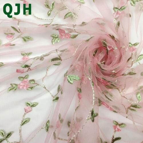 Refreshing Nigerian Tulle Lace Fabric flower pattern net cloth embroidery net yarn lace fabrics For DIY women dress accessories