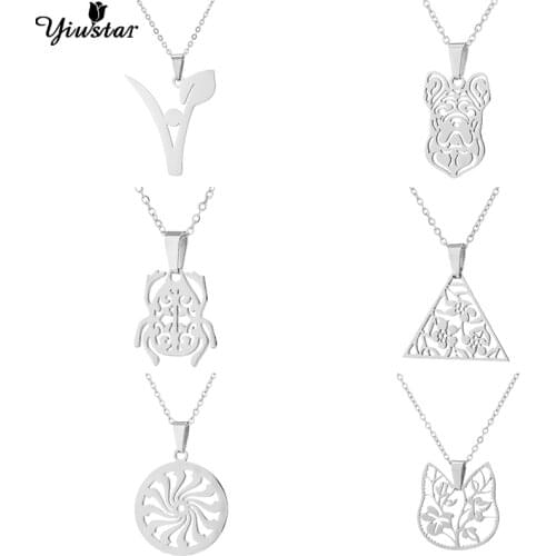 Yiustar Necklace Boho Jewelry Womens Necklaces Stainless Steel Jewelry Cat Dog Origami Fashion Necklace Femme accessories