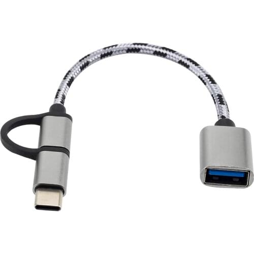 For 2 in 1 USB 3.0 OTG adapter cable, Type-C Micro USB to USB 3.0 interface converter, for mobile phone charging cable