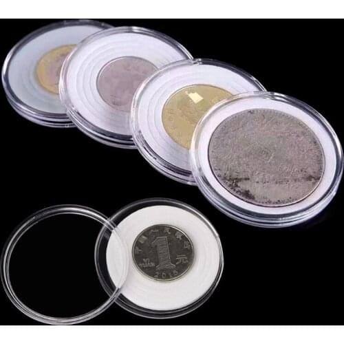 C5AC Plastic Coin Storage Cases Capsules Holder 46mm Clear Container Display Box
