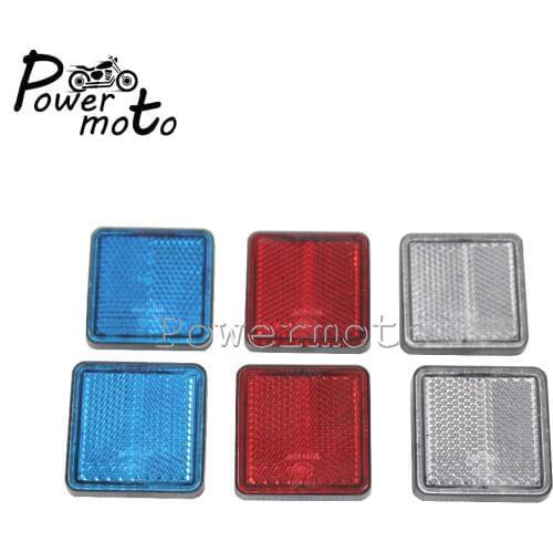 2PCS Motorcycle Red White Blue Plastic Reflector Reflective Warning Plate Bolt On For Car SUV Truck Motorcycle Safety Styling