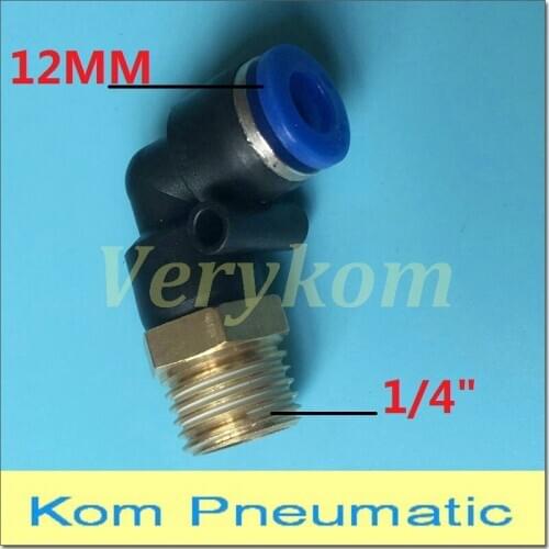 Verykom 100X PL 12-02 Pneumatic Male Elbow Air Fitting 12MM To 1/4" bsp Tube Hose Pipe Push in One-touch Connector 1/4 inch