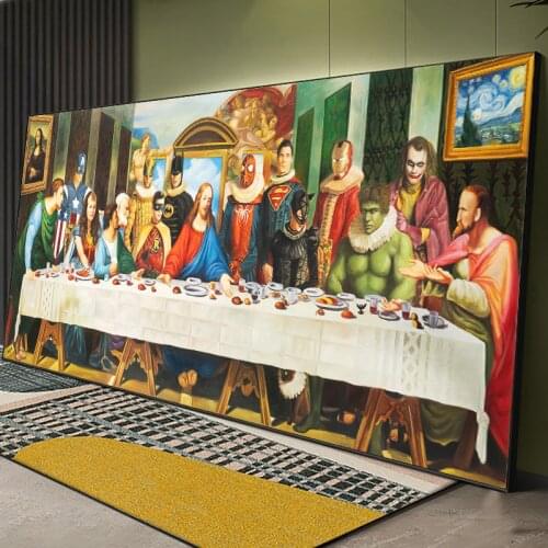 Marvel Avengers Last Supper Poster Superhero Anime Wall Art Print Canvas Painting Wall Picture for Living Room Office Bedroom