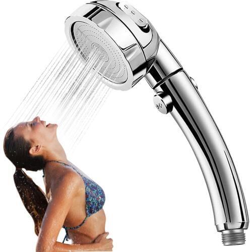 Handheld Shower Head Shower Hose High Pressure Chrome 3 Spary Setting with ON/OFF Pause Switch Water Saving Luxury Spa