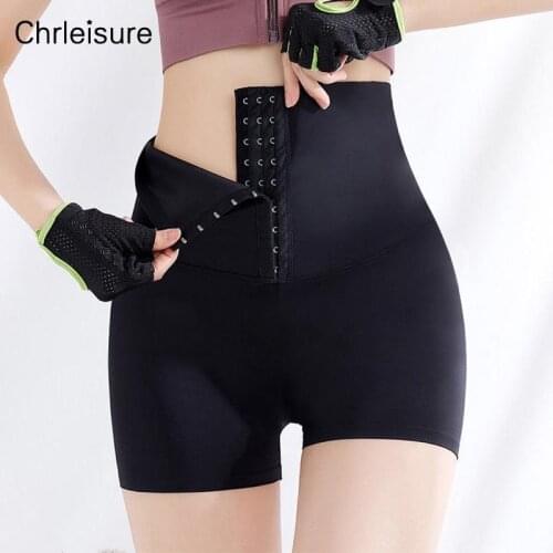 CHRLEISURE High Waisted Shorts Women Summer Skinny Sexy Shorts Fitness Black Solid Color Push Up Gym Female Running Shorts