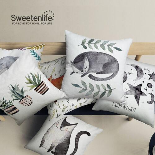 Sweetenlife Animal Cushion Cover Sofa Home Decor Retro Style Pillow Case Cover Wholesale Decorative Throw Pillow Cases 50CM*50CM