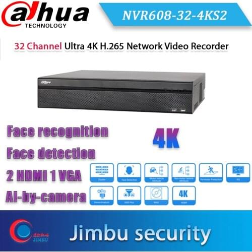 Dahua NVR 32 Channel Ultra 4K H.265 NVR608-32-4KS2 Network Video Recorde Intel Processor Up to 12MP Resolution Smart Tracking