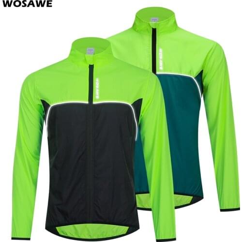 WOSAWE Ultralight Reflective Mens Cycling Jacket Long Waterproof Windproof Road Mountain Bike MTB Jackets Bicycle Windbreaker