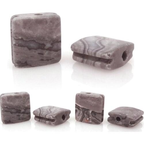 Picasso Jaspers Jewelry Semi-Precious Stone Accessories,Gray Map Cabochon Bead For Men Bracelets DIY Square Gem Stone Beads