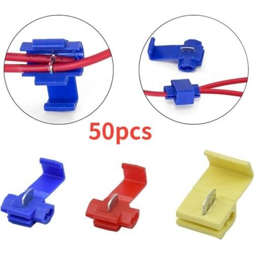 50Pcs T-Tap Electrical Quick Splice Ant Clip Terminals for Wire Connector Cable Insulated Replacement Accessories Connectors