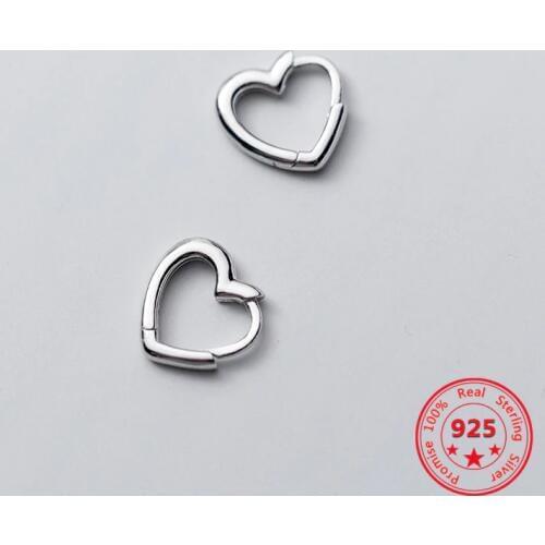 CHIC Wholesale Japan Korea Style 925 Sterling Silver Simple Cute Sweet Small Heart Ear Hoop Women Jewelry
