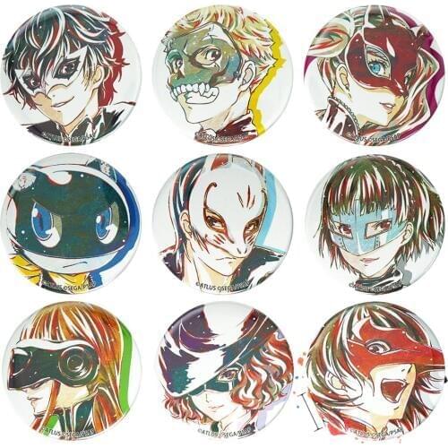 Persona 5 Anime Badge P5 Goro Akechi Joker Ren Amamiya Ryuji Anne Morgana Yusuke Makoto Futaba Haru Mask Metal Badge Brooch Pins