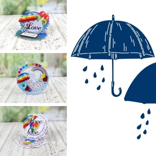 Umbrella Rain Cutting Dies and Stamps Scrapbook Diary Decoration Stencil Embossing Template DIY Greeting Card Albums Big Die