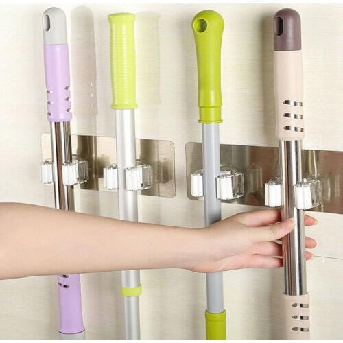 1/2PC Wall Mount Mop Broom Brush Holder Hanger Rack Cleaning Tool Bath Organizer