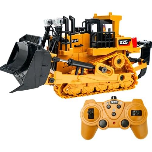 1:24 2.4G 9CH RC Bulldozer Alloy Tractor Construction Engineering Vehicles Lighting Simulation Sound Function Educational Toys