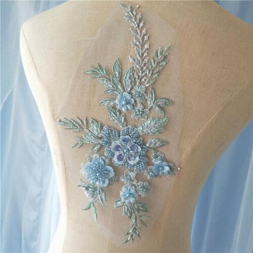 10 piece off white heavy bead lace applique, 3D lace applique with pearls, deluxe 3d flower applique, heavy embroidered flower