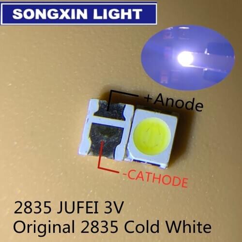 1000PCS JUFEI LED backlight 1210 3528 2835 1 W 3 V 107LM Cool white Backlight LCD for TV TV Application 01. JT.2835BPWP2-C