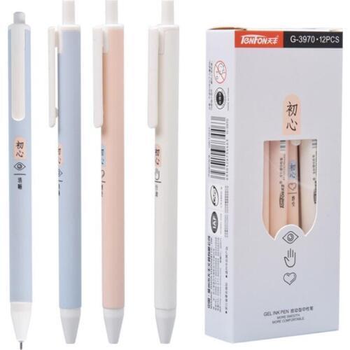 12 pcs/box Kawaii High Sign Pens Fresh 0.5mm Black Ink Gel Pen for Office & School Supplies Korean Stationery