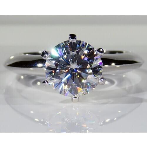 14K Au585 White Gold Women Ring Moissanite Diamonds 1 2 3 4 5 Carat Round Wedding Party Engagement Anniversary Ring Trendy