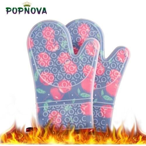 Kitchen Oven Gloves 2Pcs Silicone And Cotton Double Heat Resistant Gloves With Non-Slip Clear Shell Oven Mittens Sets For Baking