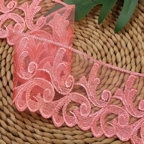 20Yards Embroidered Net Lace Trim Pink Red Black 16cm Wide Fabric DIY Wedding Headdress Decoration Sewing Handmade Materials