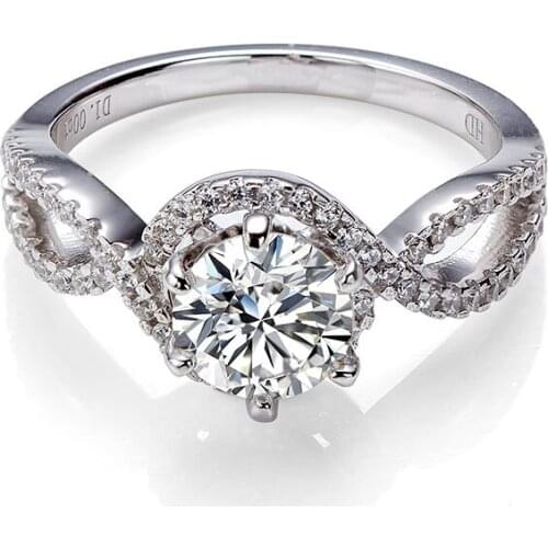 2020 New design double circle inlay moissanite stone woman wedding ring Silver Ring earrings Women Jewelry Серьги кольцо браслет