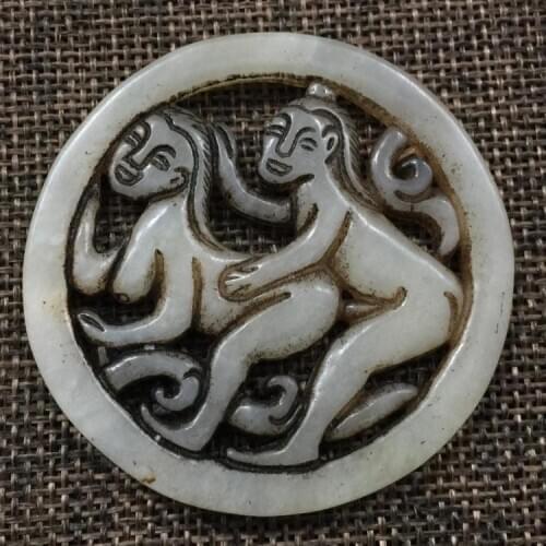 Antique antique jade pendant of erotic figure character culture education Pendant